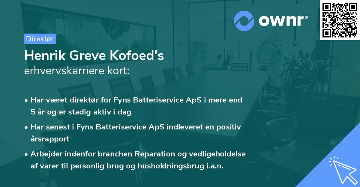 Henrik Greve Kofoed's erhvervskarriere kort