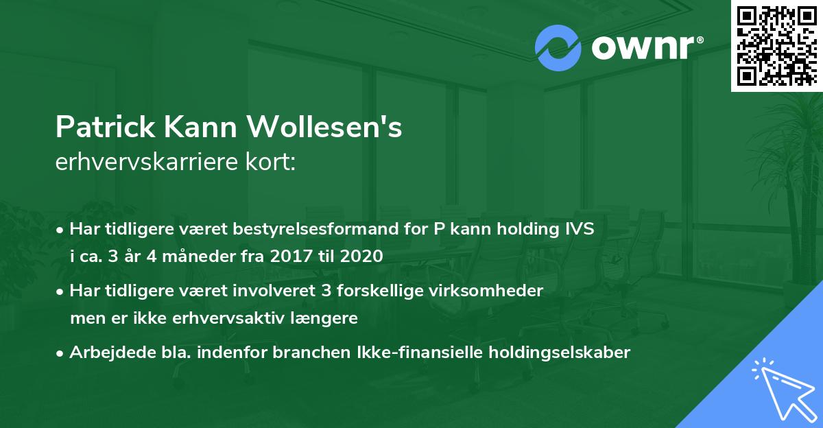 Patrick Kann Wollesen's erhvervskarriere kort
