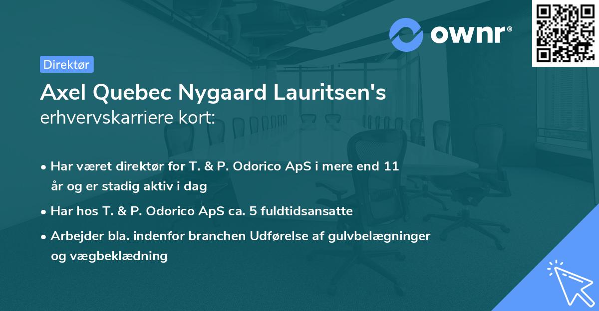 Axel Quebec Nygaard Lauritsen's erhvervskarriere kort