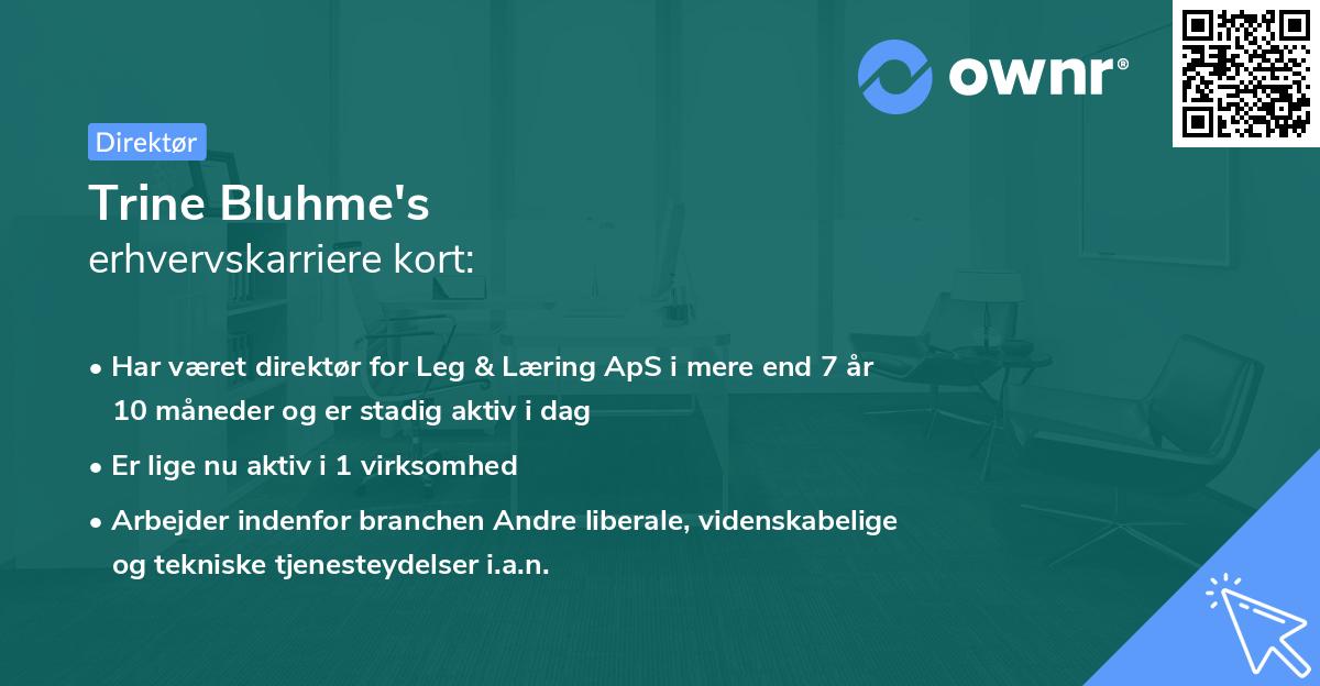 Trine Bluhme's erhvervskarriere kort
