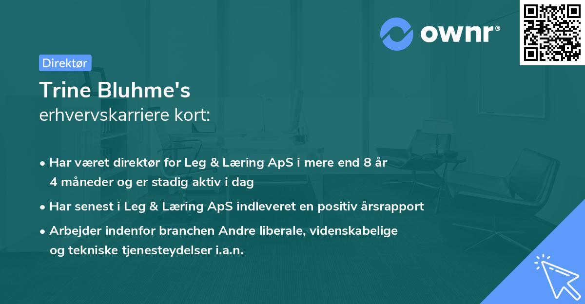 Trine Bluhme's erhvervskarriere kort