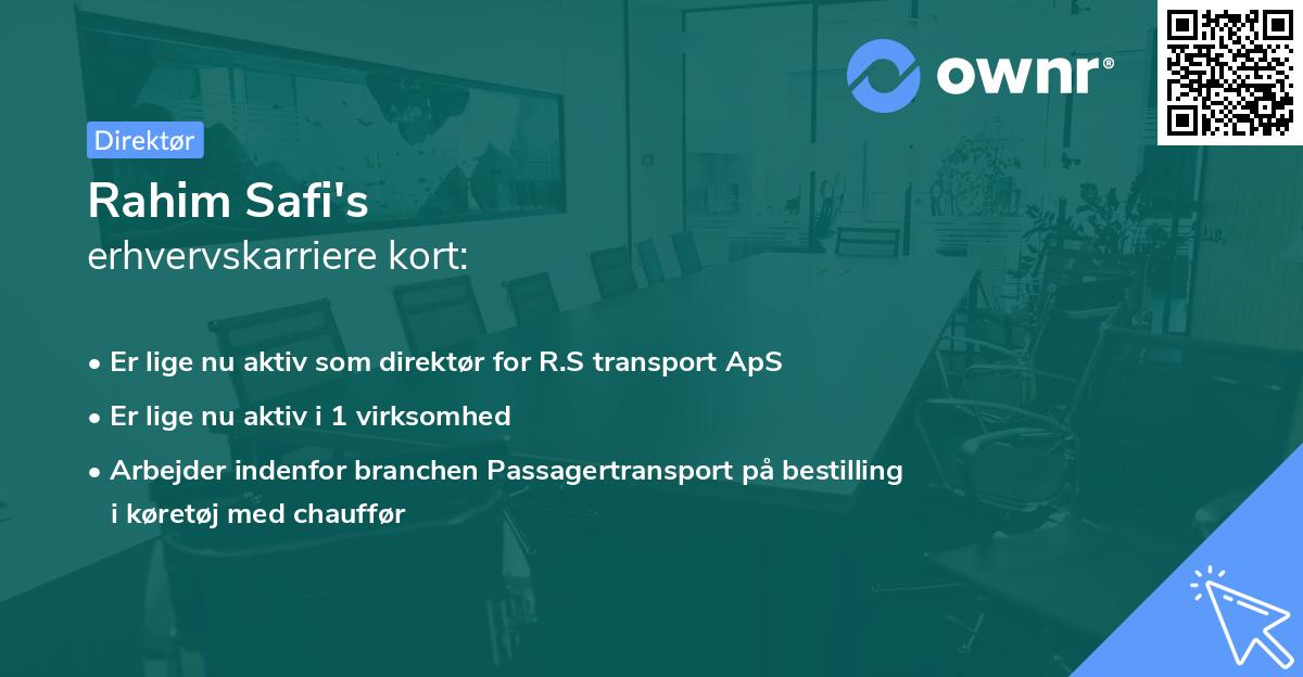 Rahim Safi's erhvervskarriere kort