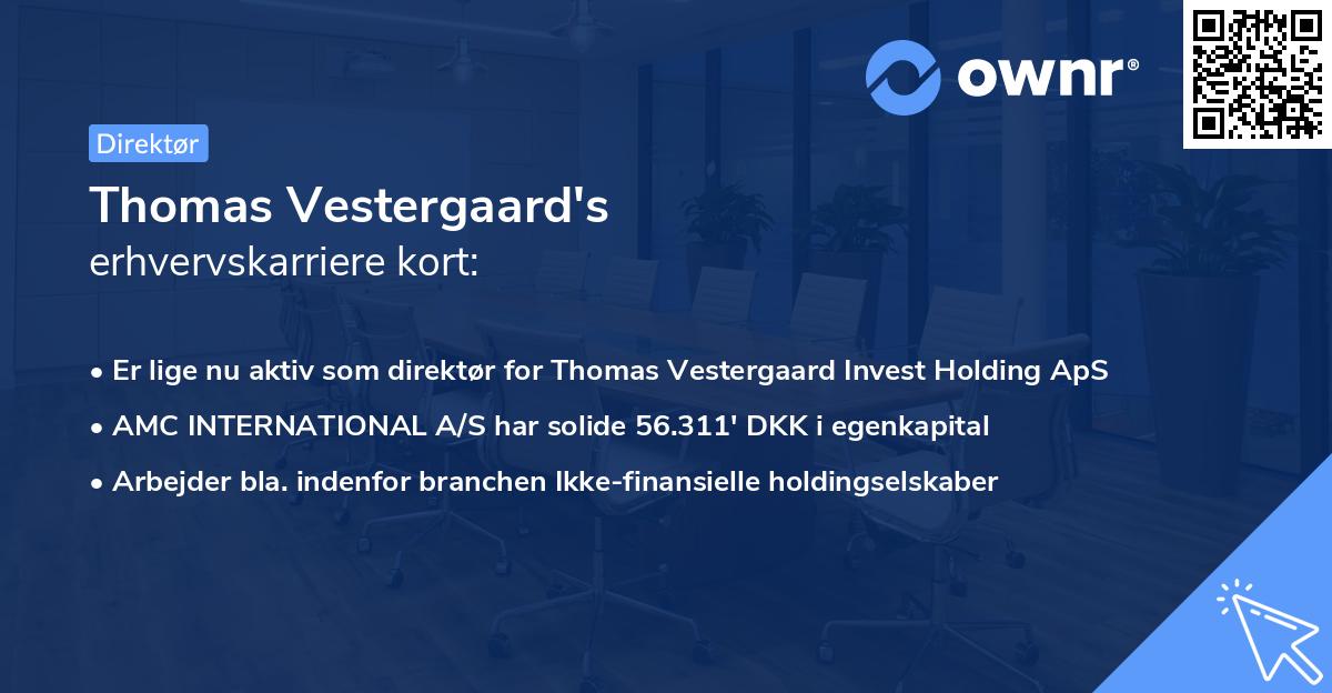 Thomas Vestergaard's erhvervskarriere kort