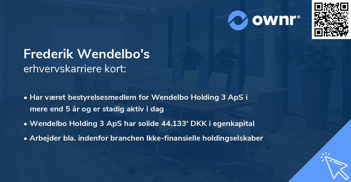 Frederik Wendelbo's erhvervskarriere kort