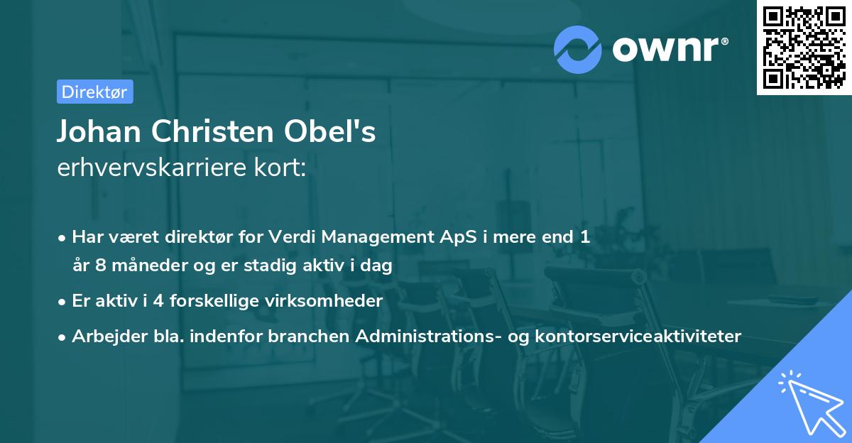 Johan Christen Obel's erhvervskarriere kort