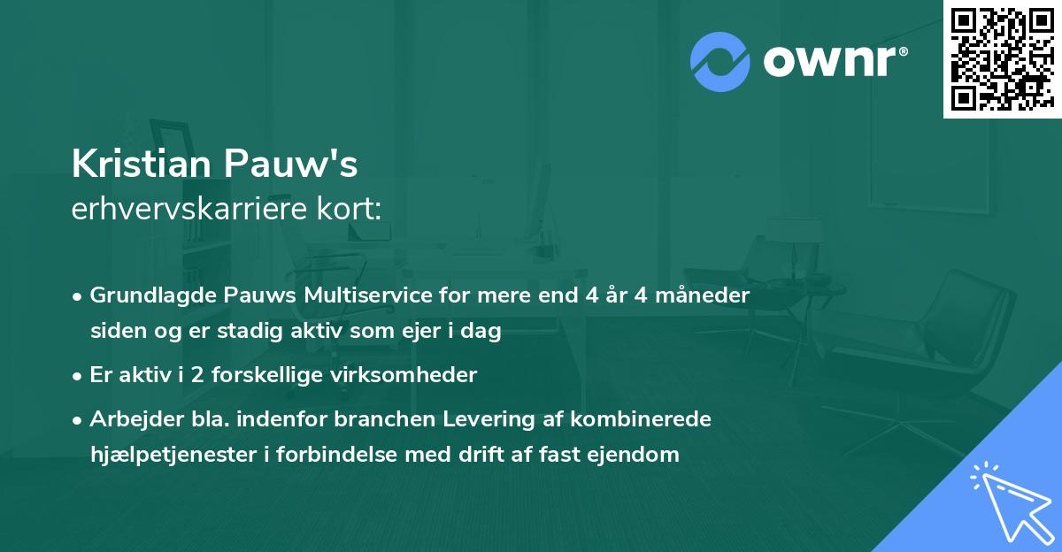 Kristian Pauw's erhvervskarriere kort