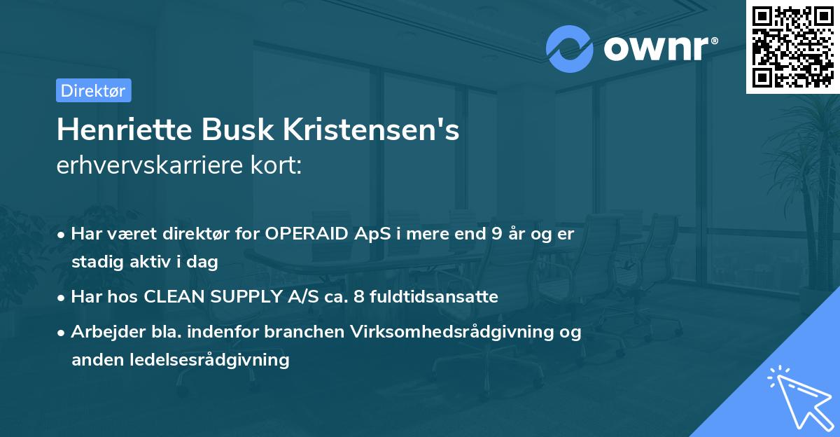 Henriette Busk Kristensen's erhvervskarriere kort