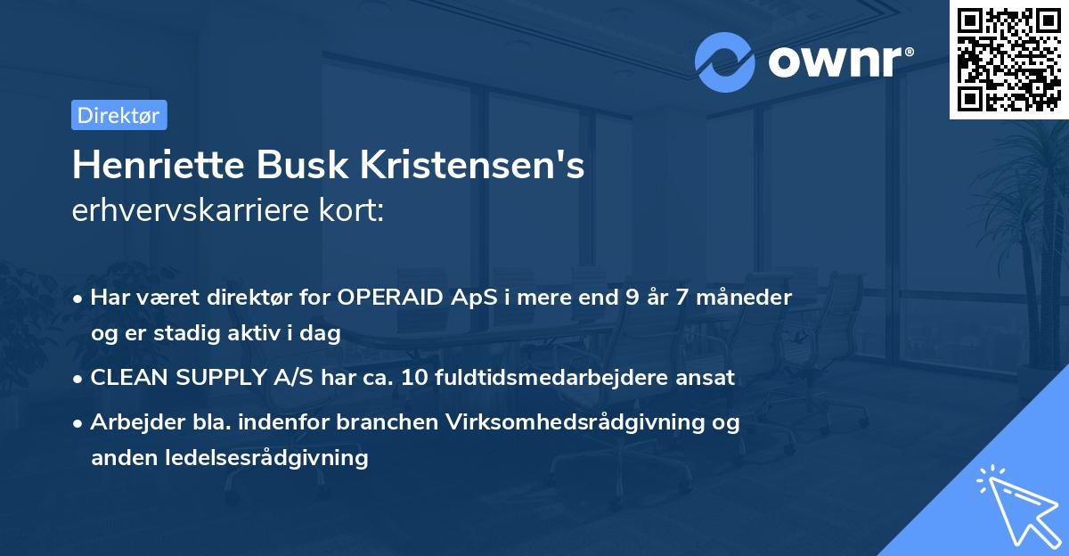 Henriette Busk Kristensen's erhvervskarriere kort