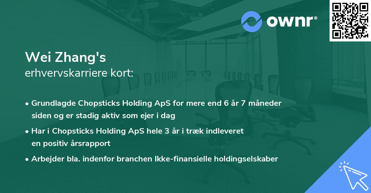 Wei Zhang's erhvervskarriere kort