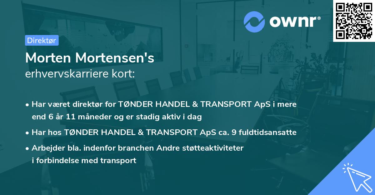 Morten Mortensen's erhvervskarriere kort