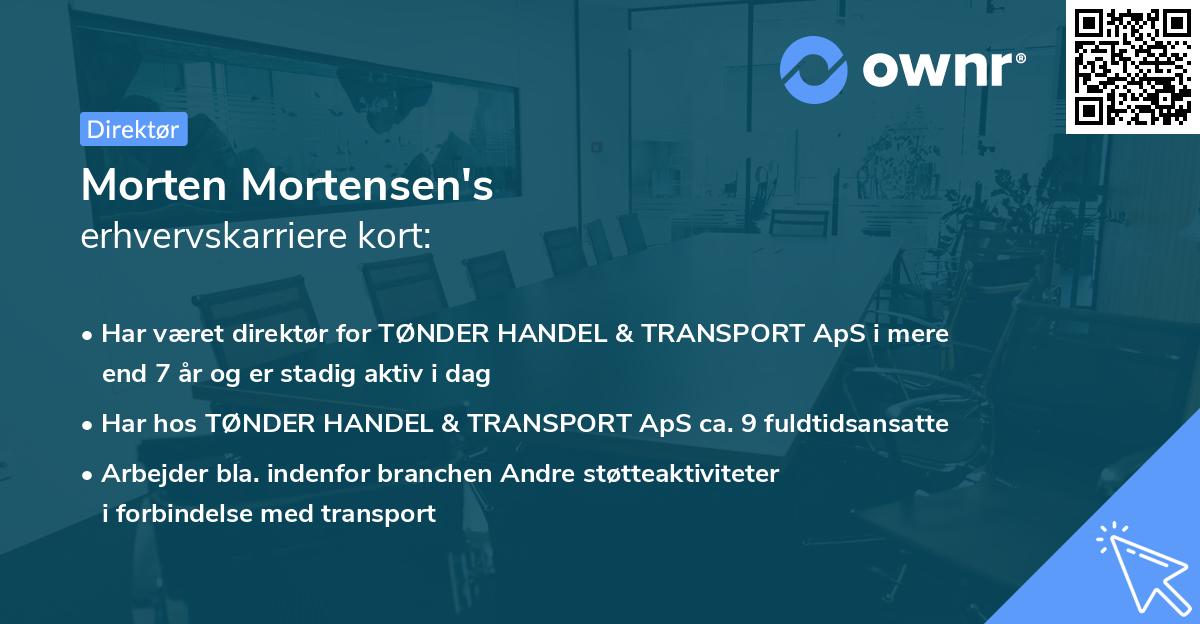 Morten Mortensen's erhvervskarriere kort