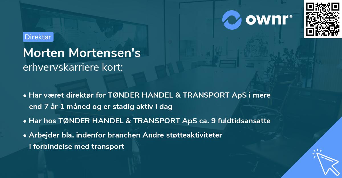 Morten Mortensen's erhvervskarriere kort