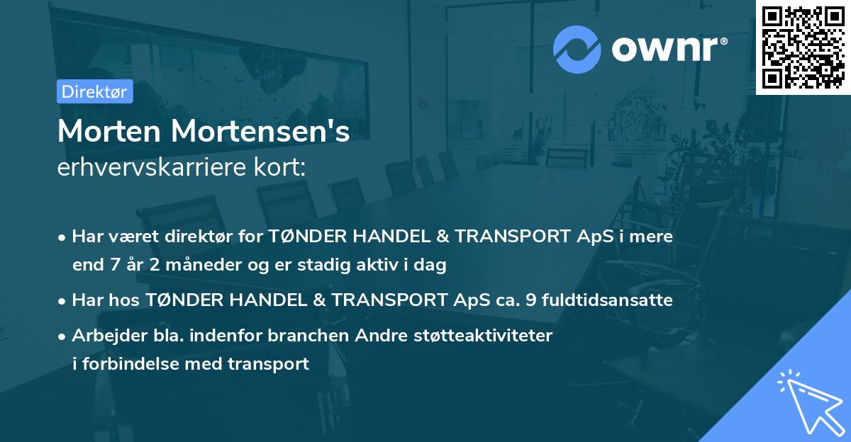 Morten Mortensen's erhvervskarriere kort