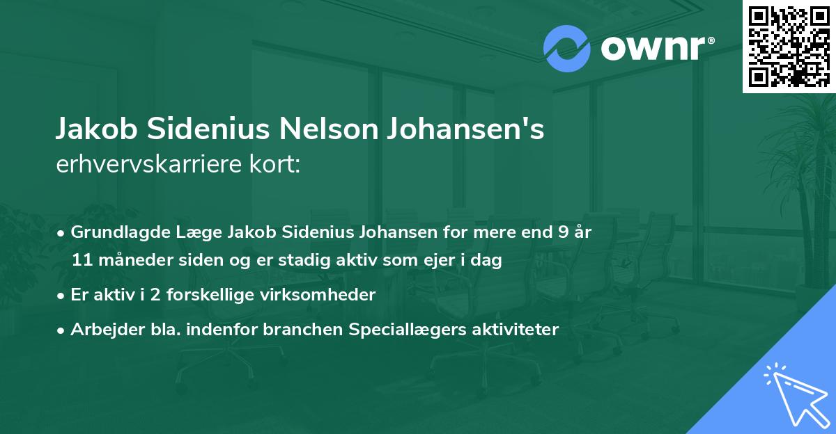 Jakob Sidenius Nelson Johansen's erhvervskarriere kort