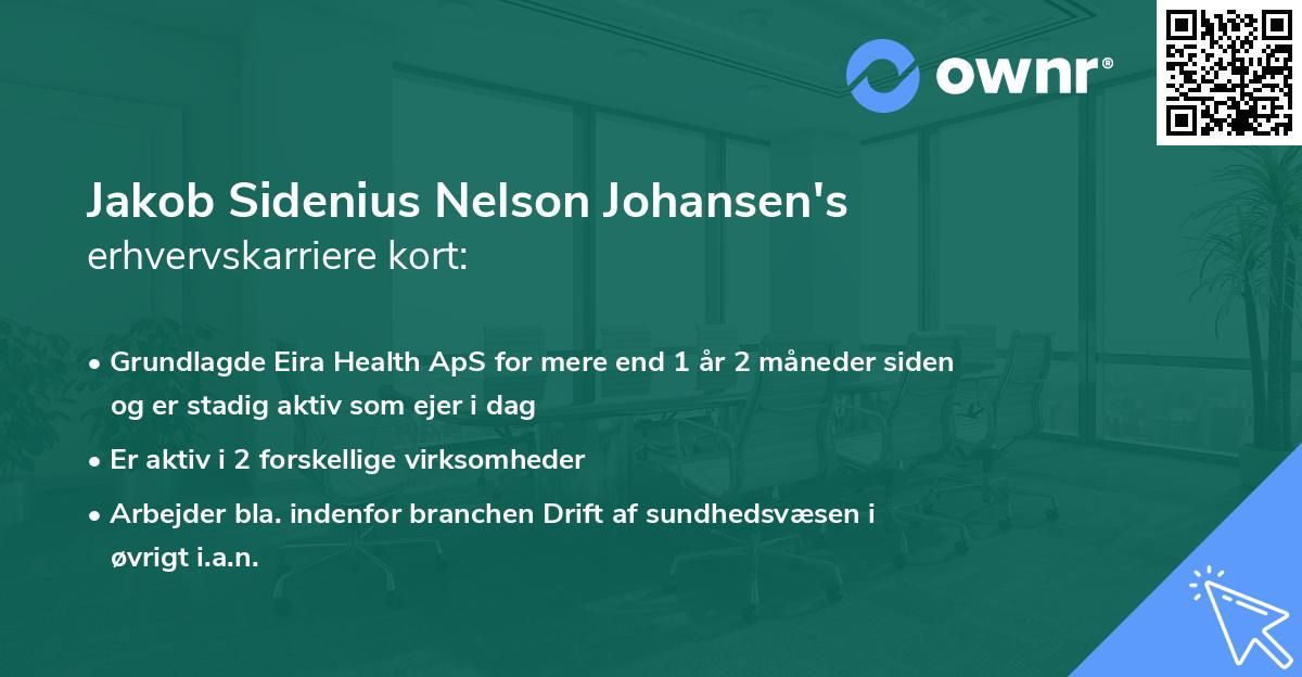 Jakob Sidenius Nelson Johansen's erhvervskarriere kort