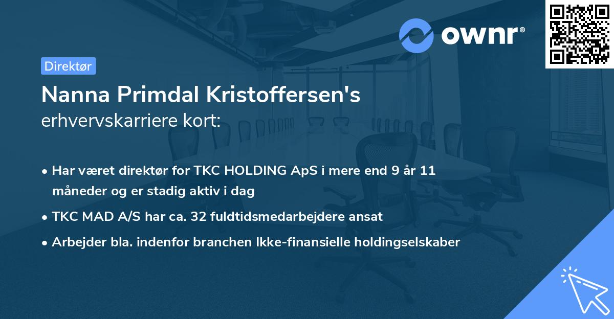 Nanna Primdal Kristoffersen's erhvervskarriere kort