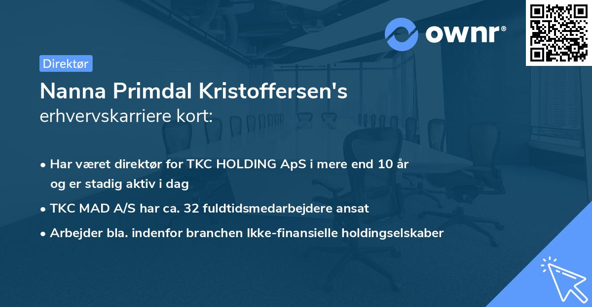 Nanna Primdal Kristoffersen's erhvervskarriere kort