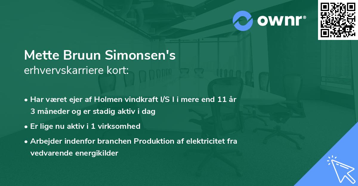 Mette Bruun Simonsen's erhvervskarriere kort
