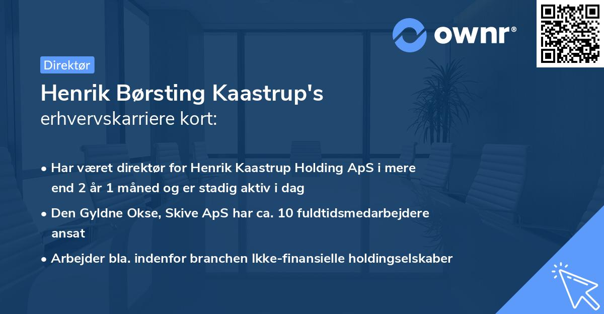 Henrik Børsting Kaastrup's erhvervskarriere kort