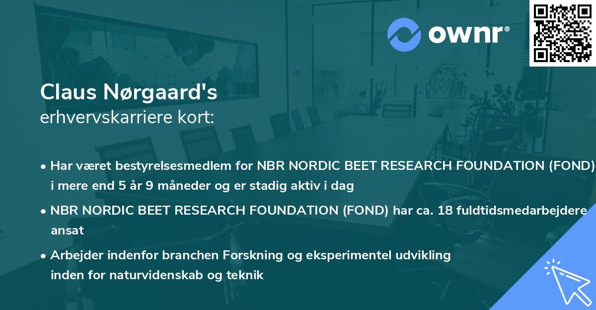 Claus Nørgaard's erhvervskarriere kort