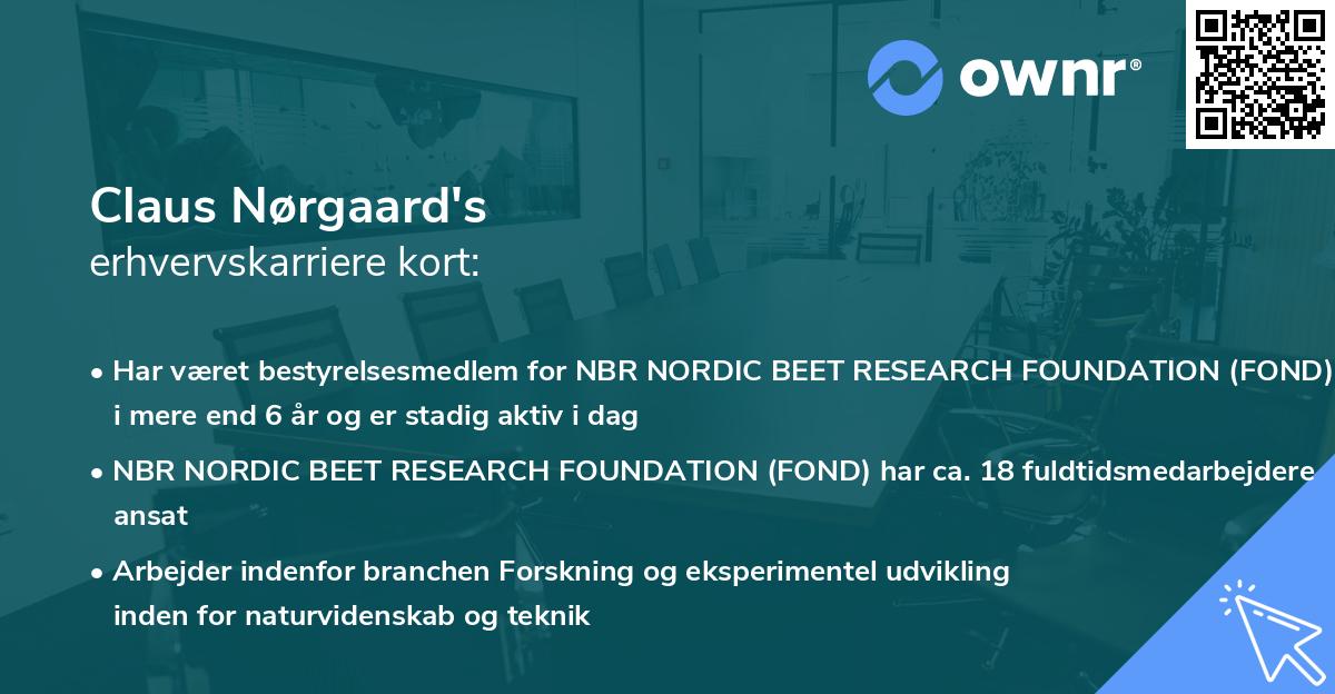 Claus Nørgaard's erhvervskarriere kort