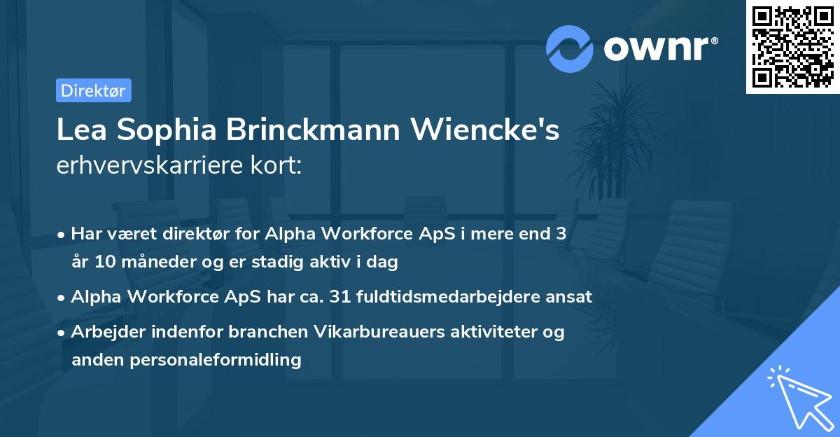 Lea Sophia Brinckmann Wiencke's erhvervskarriere kort