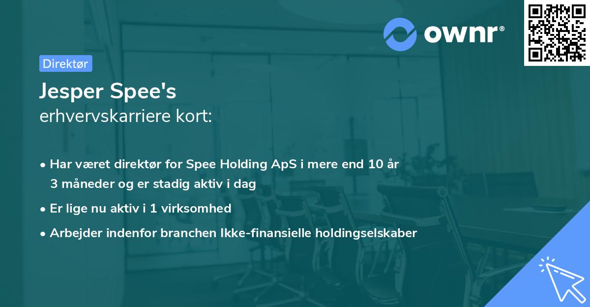 Jesper Spee's erhvervskarriere kort