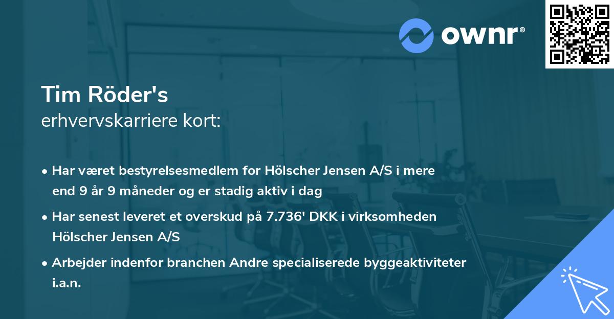 Tim Röder's erhvervskarriere kort