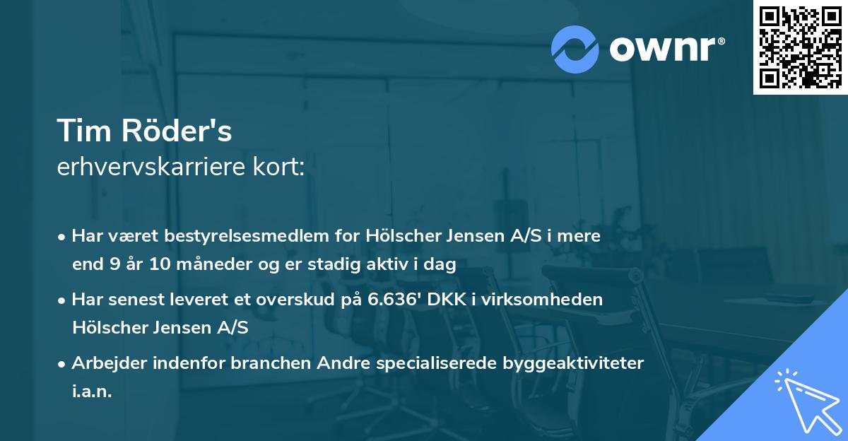 Tim Röder's erhvervskarriere kort