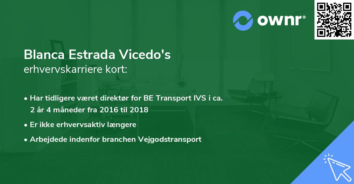 Blanca Estrada Vicedo's erhvervskarriere kort