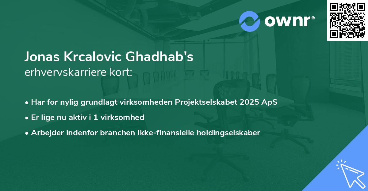 Jonas Krcalovic Ghadhab's erhvervskarriere kort