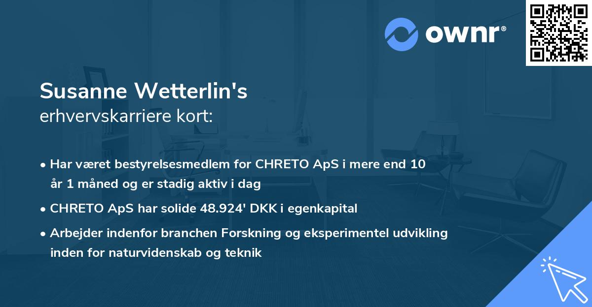Susanne Wetterlin's erhvervskarriere kort