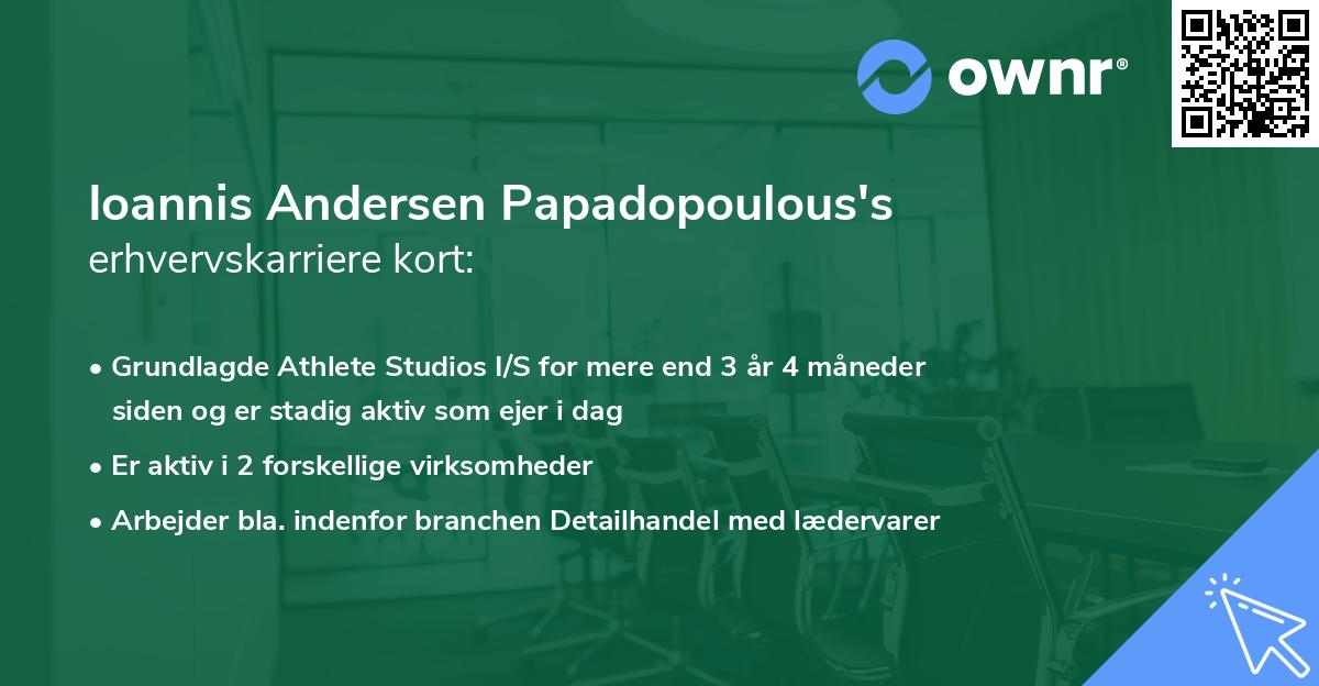 Ioannis Andersen Papadopoulous's erhvervskarriere kort