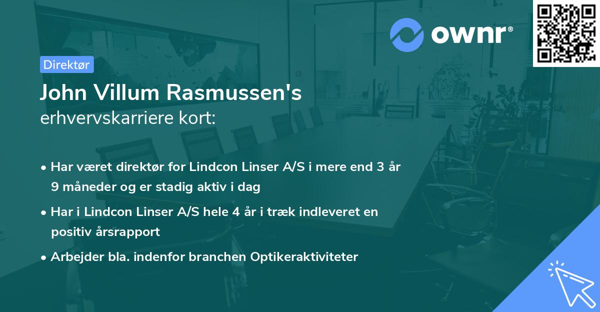John Villum Rasmussen's erhvervskarriere kort