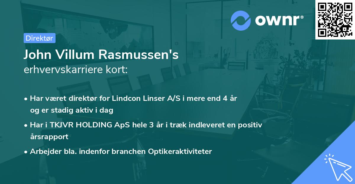 John Villum Rasmussen's erhvervskarriere kort