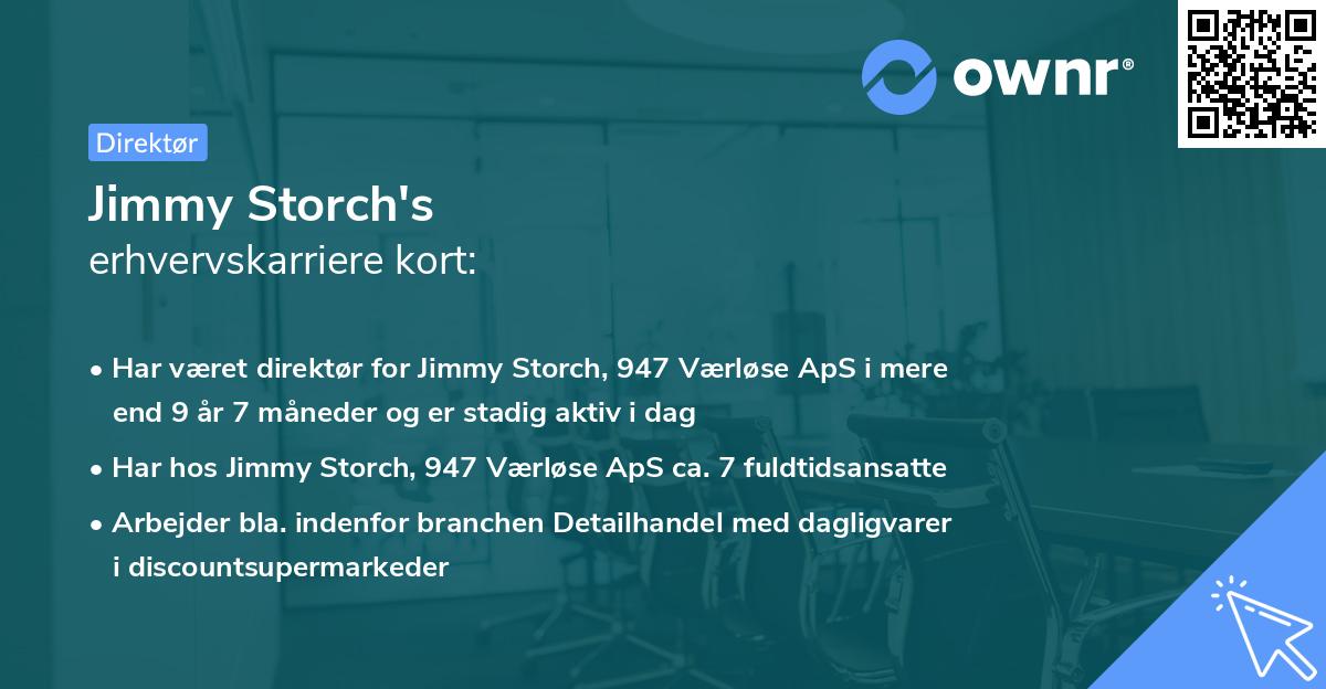 Jimmy Storch's erhvervskarriere kort