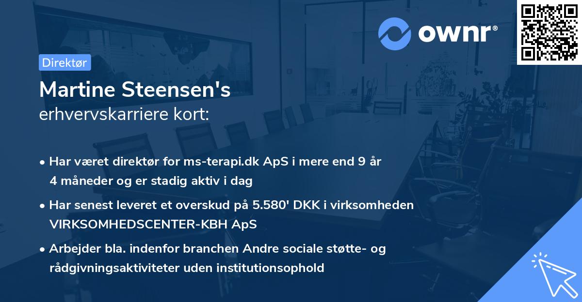 Martine Steensen's erhvervskarriere kort