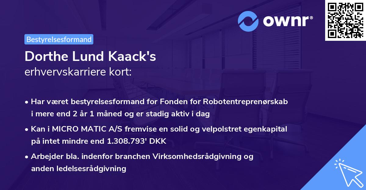Dorthe Lund Kaack's erhvervskarriere kort