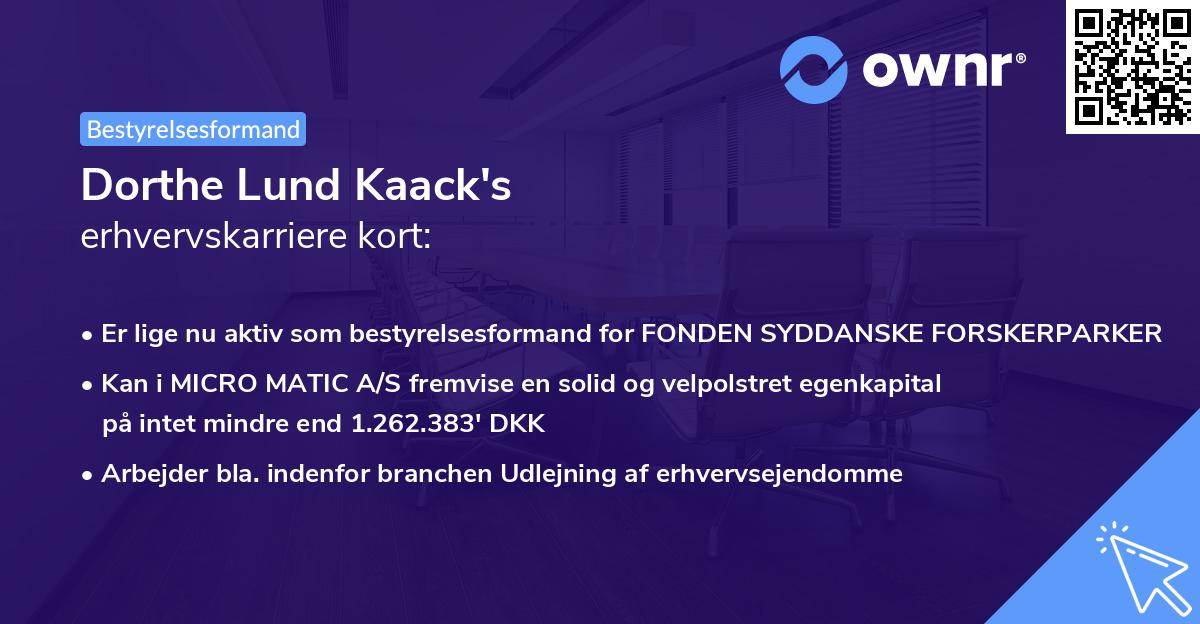 Dorthe Lund Kaack's erhvervskarriere kort
