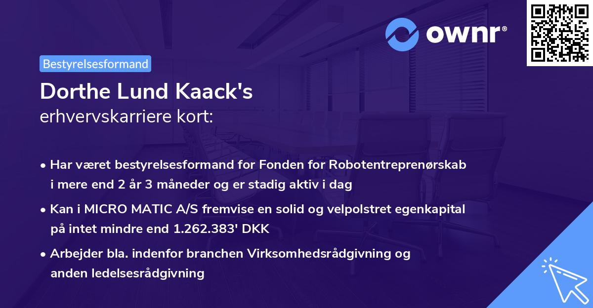 Dorthe Lund Kaack's erhvervskarriere kort