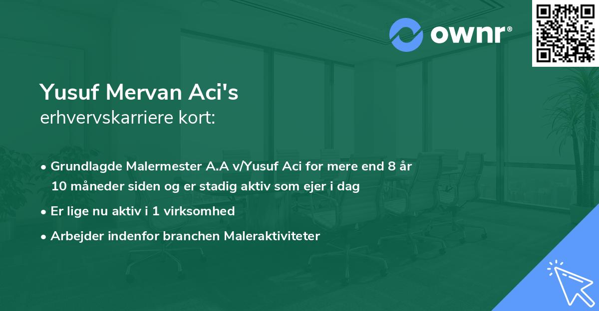 Yusuf Mervan Aci's erhvervskarriere kort