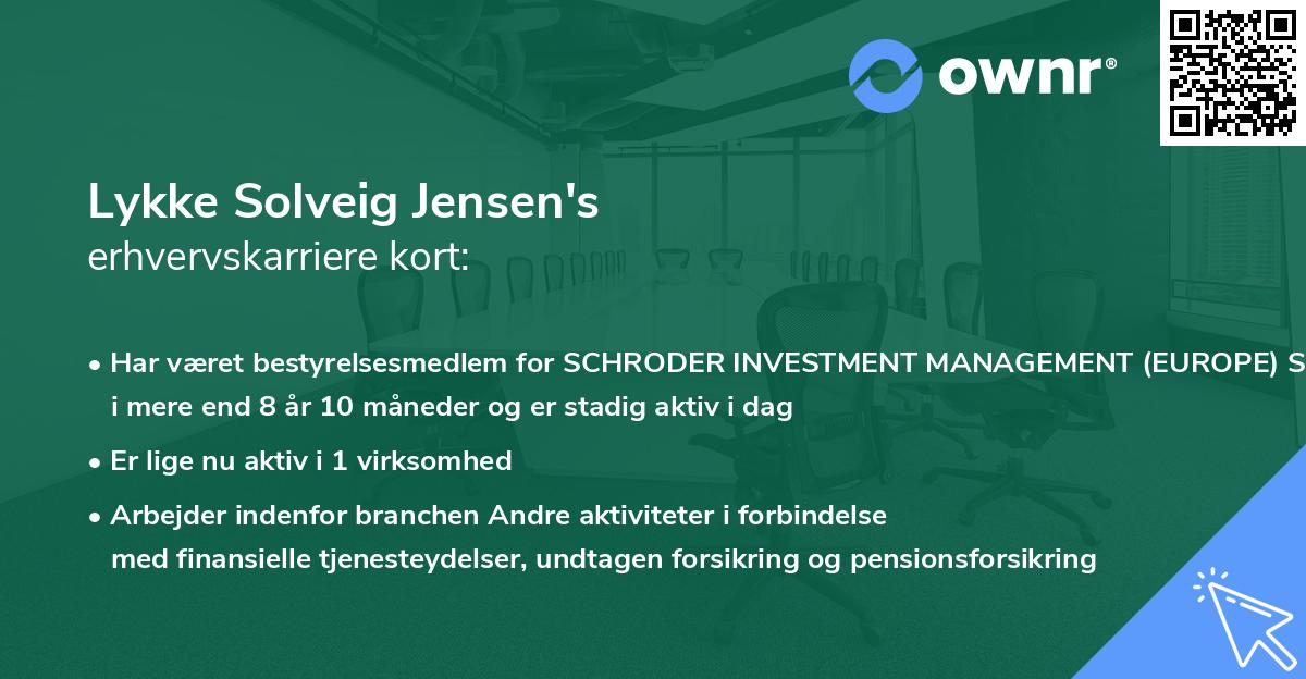 Lykke Solveig Jensen's erhvervskarriere kort