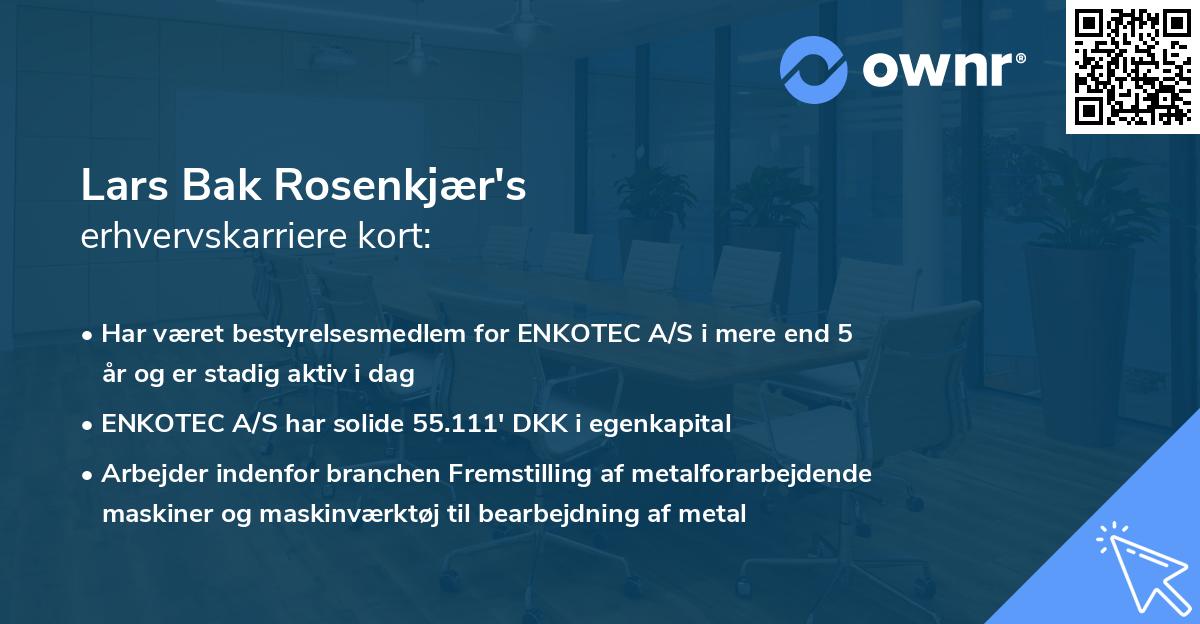 Lars Bak Rosenkjær's erhvervskarriere kort