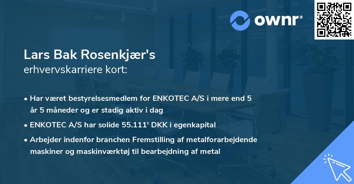 Lars Bak Rosenkjær's erhvervskarriere kort
