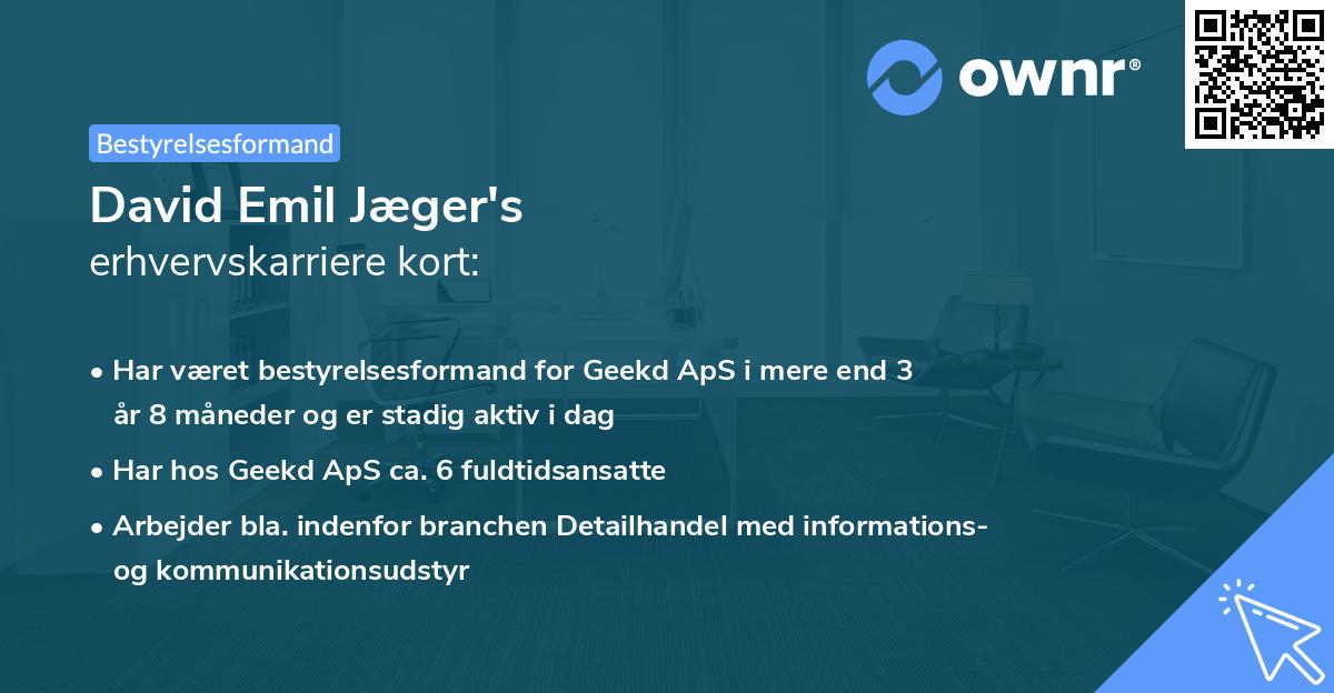 David Emil Jæger's erhvervskarriere kort