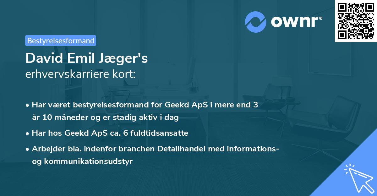 David Emil Jæger's erhvervskarriere kort