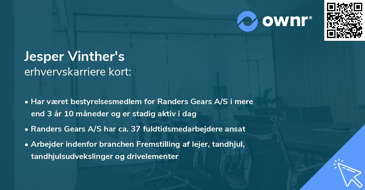 Jesper Vinther's erhvervskarriere kort