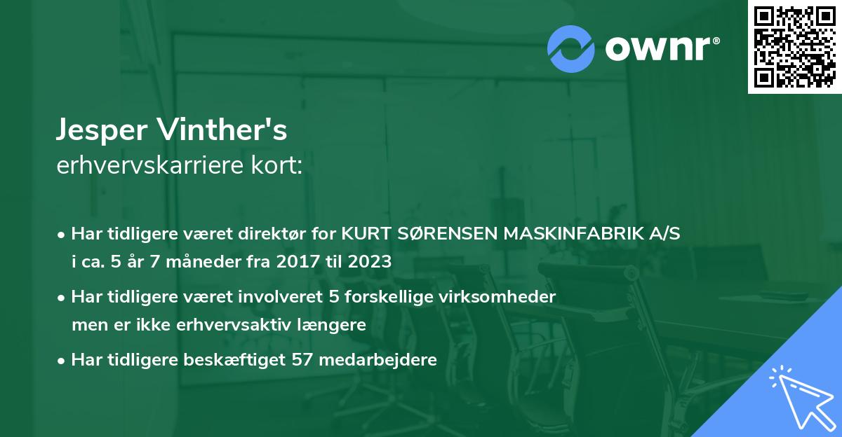 Jesper Vinther's erhvervskarriere kort
