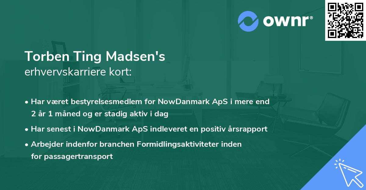 Torben Ting Madsen's erhvervskarriere kort