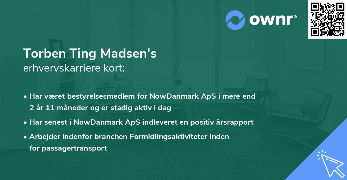 Torben Ting Madsen's erhvervskarriere kort